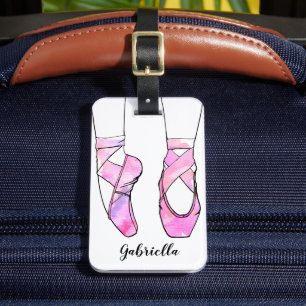 Etiqueta De Bagagem Balé Personalizado Rosa Ballerina