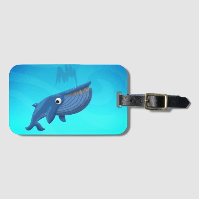 Etiqueta De Bagagem Baleia Azul (Frente Horizontal)