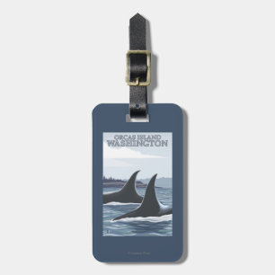 Etiqueta De Bagagem Baleias #1 da orca - orcas ilha, Washington
