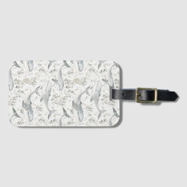 Etiqueta De Bagagem Baleias de Cinza Oceânica