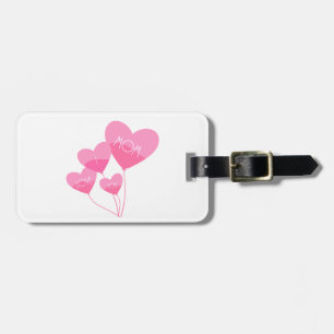 Etiqueta De Bagagem balões cor-de-rosa eu te amo mãe
