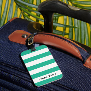 Etiqueta De Bagagem Bandas de Cadeira Verde e Branca Personalizadas