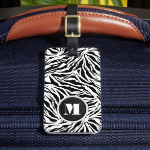 Etiqueta De Bagagem Bandas de Zebra Monogramas