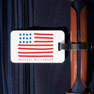 Etiqueta De Bagagem Bandeira Americana Desenhada à Mão  Personalizad
