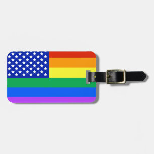 Etiqueta De Bagagem Bandeira americana do arco-íris de LGBT