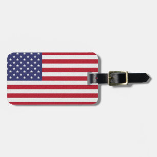 Etiqueta De Bagagem Bandeira Americana e informações pessoais