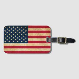 Etiqueta De Bagagem Bandeira americana patriótica do vintage