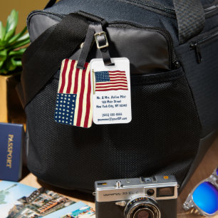 Etiqueta De Bagagem Bandeira Americana Patriótica Vintage, Quatro de J