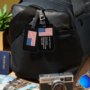 Etiqueta De Bagagem Bandeira Americana Vermelha Azul Branca Personaliz
