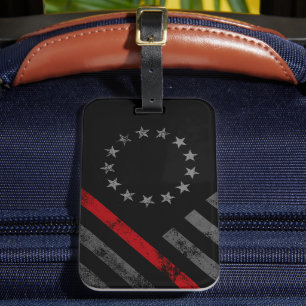 Etiqueta De Bagagem Bandeira Americana Vintage Linha Vermelha