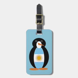 Etiqueta De Bagagem Bandeira Argentina Sr. Pinguim em Azul