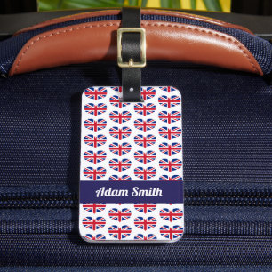 Etiqueta De Bagagem Bandeira BRITÂNICA dada forma coração/Union Jac