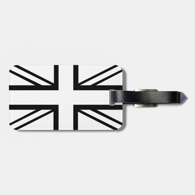 Etiqueta De Bagagem Bandeira clássica preta & branca de Union Jack (Traseira Horizontal)