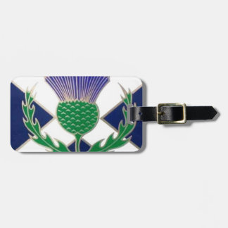 Etiqueta De Bagagem Bandeira da Escócia e Cardo