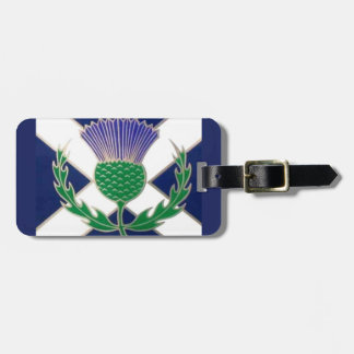 Etiqueta De Bagagem Bandeira da Escócia e Cardo