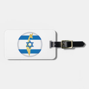 Etiqueta De Bagagem Bandeira de Israel e Mapa Emblema Estrela Azul de