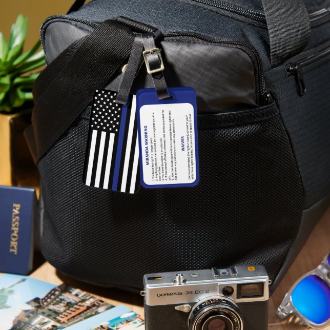 Etiqueta De Bagagem Bandeira de Polícia Miranda Warning (Frente e verso)