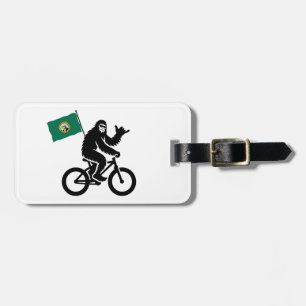 Etiqueta De Bagagem Bandeira de Washington para Ciclismo Bigfoot