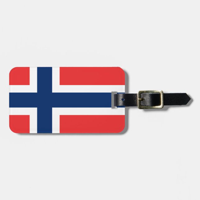 Etiqueta De Bagagem Bandeira do flagg de Noruega - de Norges - flagget (Frente Horizontal)