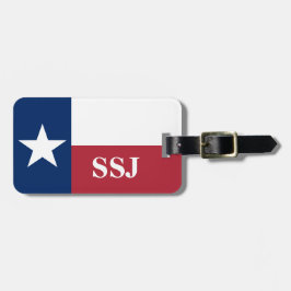 Etiqueta De Bagagem Bandeira do Texas Vermelha Branca Azul Monograma