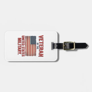 Etiqueta De Bagagem Bandeira dos EUA Veterano Vintage Design Vetorial