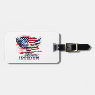 Etiqueta De Bagagem Bandeira e águia dos Estados Unidos.Liberdade.