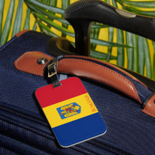 Etiqueta De Bagagem Bandeira e Casaco de armas da Romênia