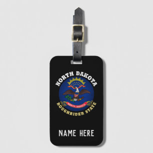 ETIQUETA DE BAGAGEM BANDEIRA ESTADUAL DE DAKOTA ROUGHRIDER
