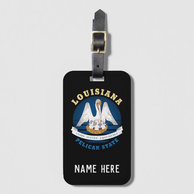 ETIQUETA DE BAGAGEM BANDEIRA ESTADUAL LOUISIANA PELICAN (Frente Vertical)