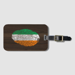Etiqueta De Bagagem Bandeira irlandesa da impressão digital do toque