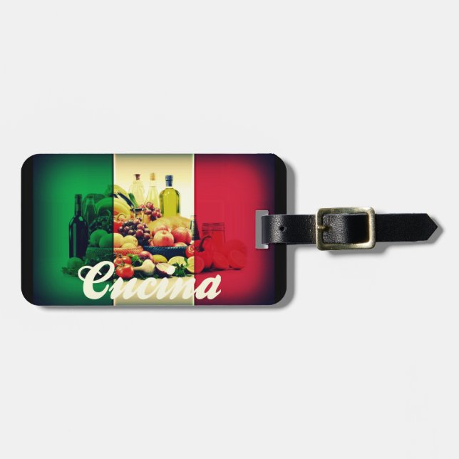 Etiqueta De Bagagem Bandeira italiana Cucina (Frente Horizontal)