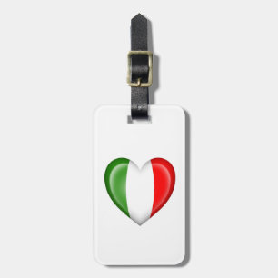Etiqueta De Bagagem Bandeira italiana do coração no branco