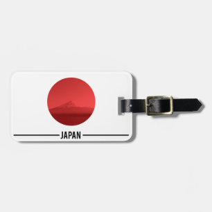 Etiqueta De Bagagem Bandeira japonesa, Monte Fuji, Japão