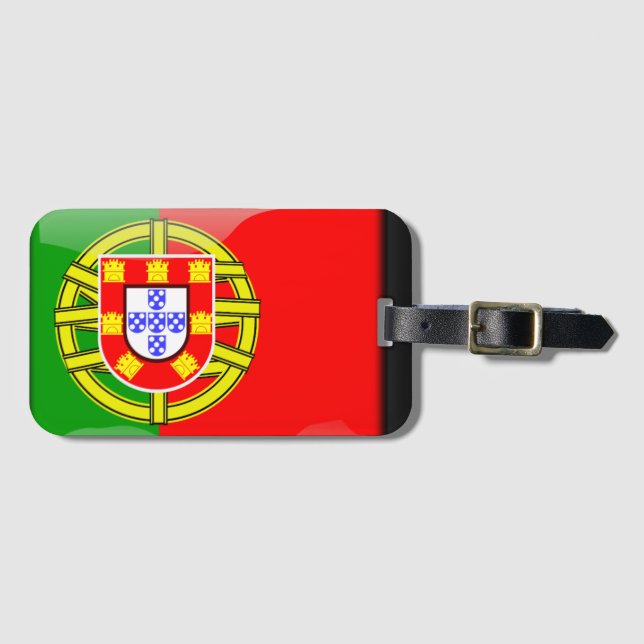 Etiqueta De Bagagem Bandeira lustrosa de Portugal (Frente Horizontal)