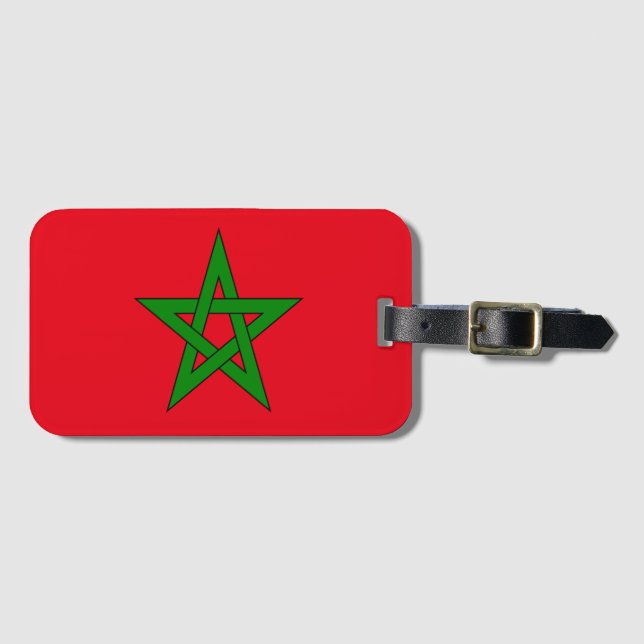 Etiqueta De Bagagem Bandeira marroquina drapeau du Maroc (Frente Horizontal)