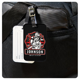 Etiqueta De Bagagem Bandeira Patriótica do Bombeiro Personalizado