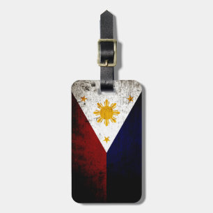 Etiqueta De Bagagem Bandeira preta de Filipinas do Grunge