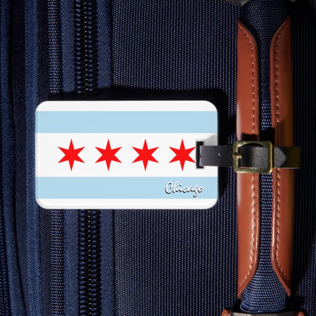 Etiqueta De Bagagem Bandeiras de Chicago, Bandeira de Chicago patrióti (Frente Insitu 4)