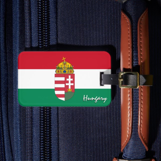 Etiqueta De Bagagem Bandeiras Húngaras, Patriótica Bandeira Húngara (Frente Insitu 4)