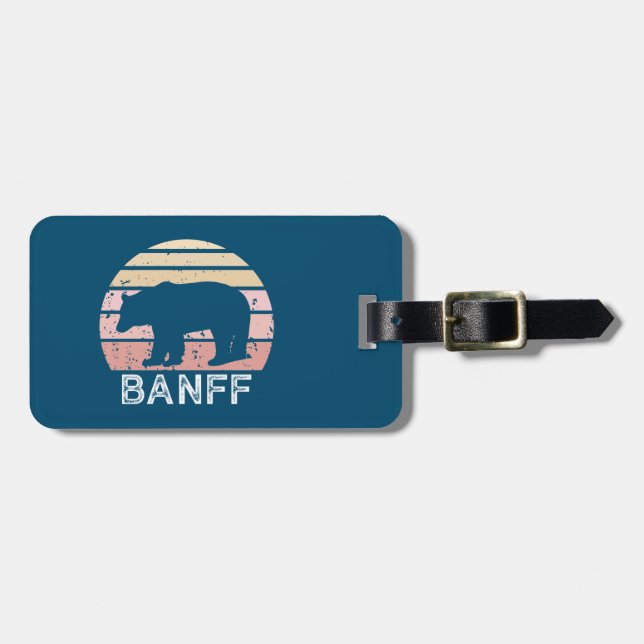 Etiqueta De Bagagem Banff National Park Retro Bear (Frente Horizontal)
