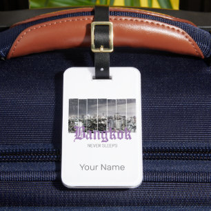 Etiqueta De Bagagem Bangkok Skyline Vintage BKK Retro Tailândia Design