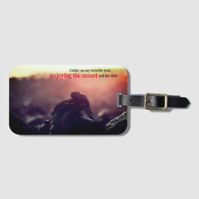 Etiqueta De Bagagem Banhos solares da iguana marinha (Frente Horizontal)