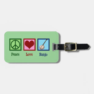 Etiqueta De Bagagem Banjo do amor da paz