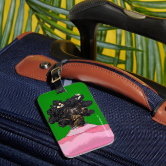 Etiqueta De Bagagem Bantu Knots. Pink and Green. Luggage tag.