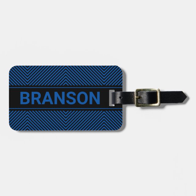 Etiqueta De Bagagem Bar H personalizado azul ED (Frente Horizontal)