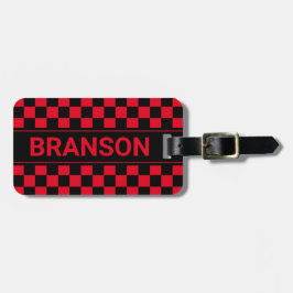 Etiqueta De Bagagem Bar H Personalizado Vermelho Verificado
