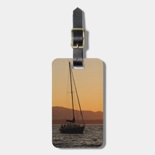 Etiqueta De Bagagem Barco à Vela ao Pôr do Sol no Puget Sound