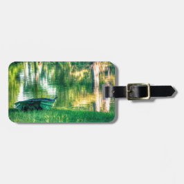 Etiqueta De Bagagem Barco de pesca verde