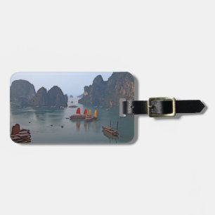 Etiqueta De Bagagem Barcos à vela na Baía de Ha Long - Vietnã, Ásia