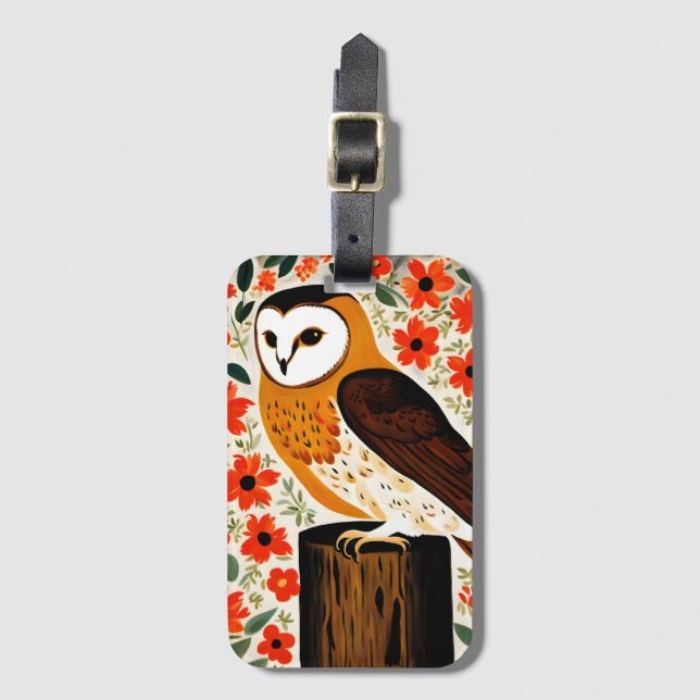 Etiqueta De Bagagem Barn Owl (Frente Vertical)